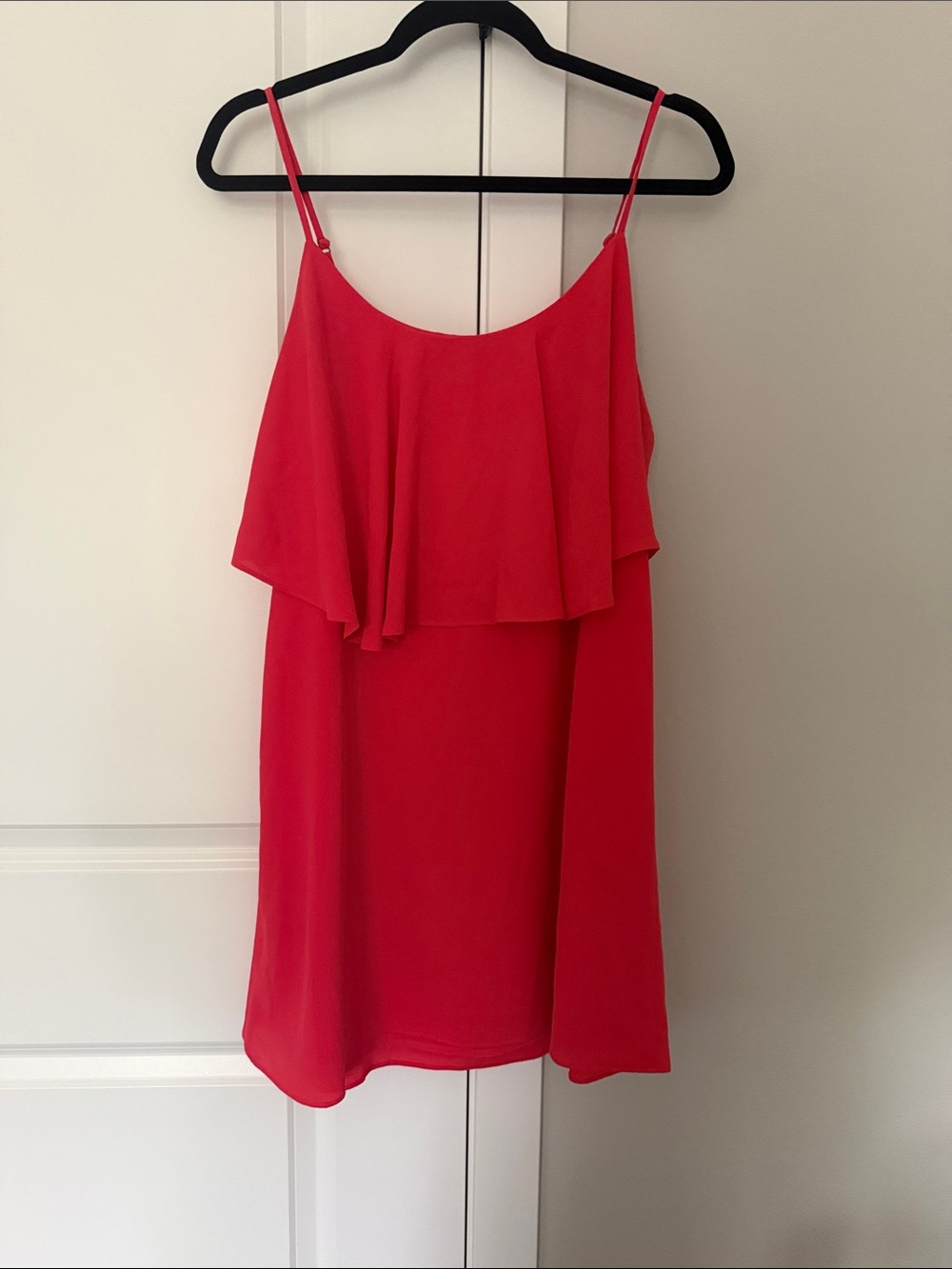 Women's Red/Pink Ruffle Spaghetti Strap Dress